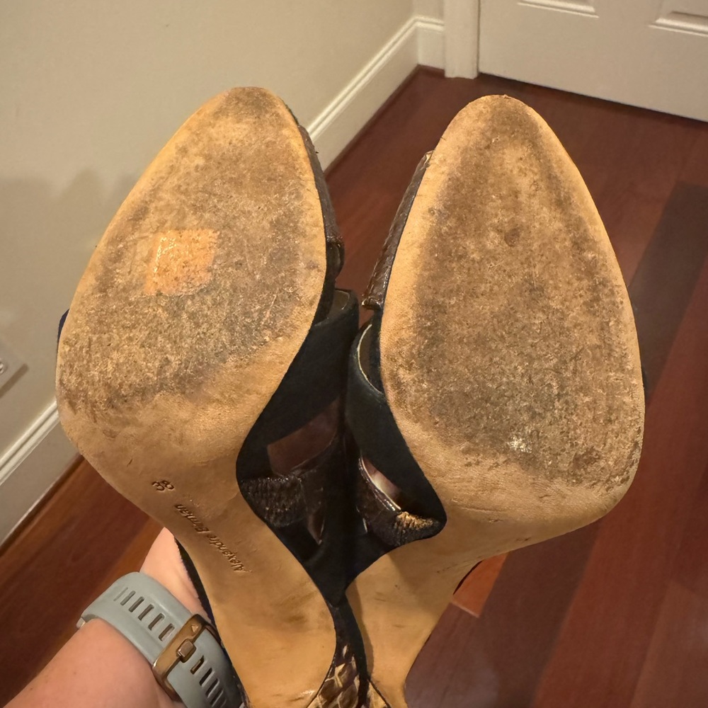 Alexandre Birman Black Suede And Python Mules - image 8